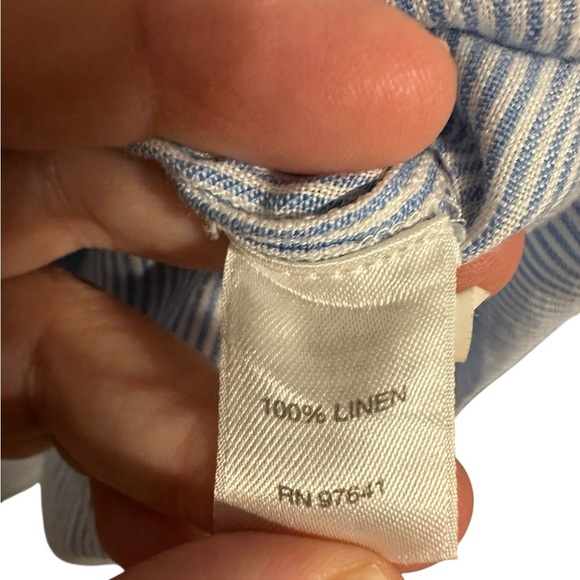 J. Jill Blue White Striped Tunic 100% Linen Top Pull Over Lagenlook Beach Size M - Picture 9 of 9